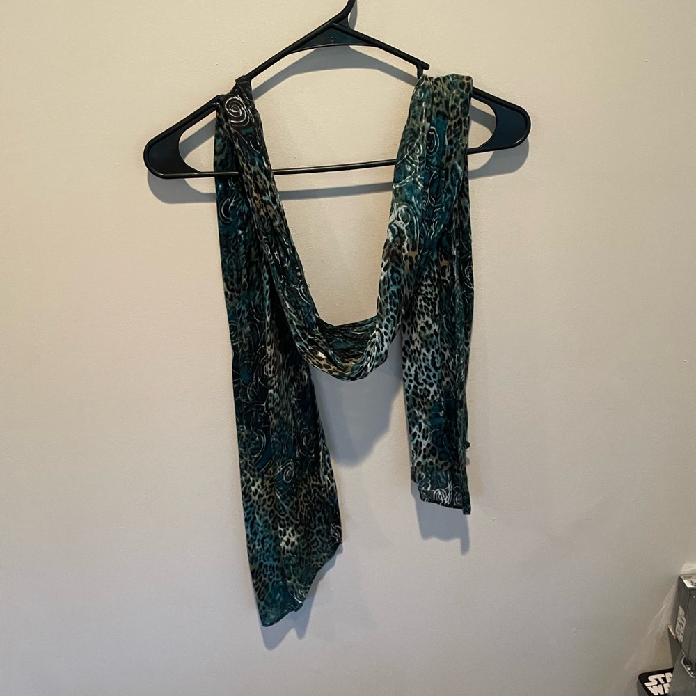 Leopard Print Scarf in Teal and Black